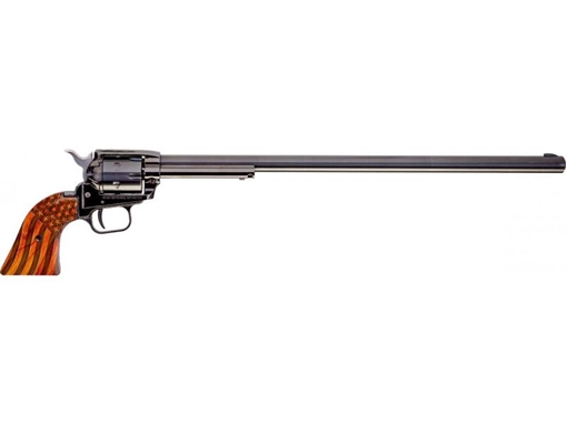 Picture of HERITAGE ROUGH RIDER HGR 22LR 16" BBL 6RD BLUE W/BURNT WOOD AMERICAN FLAG GRIPS EXCLUSIVE RR22B16WBRN7