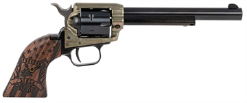 Picture of HERITAGE ROUGH RIDER HGR 22LR 6.5" BBL SCH FINISH 6/RD BURNT WOOD FREEDOM SINCE 1776 GRIPS RR22CH6WBRN14
