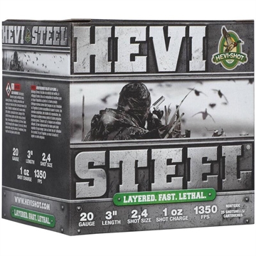 Picture of HEVI-Shot HEVI-Steel Waterfowl 20Gauge 3" 1oz 2/4Shot 25 Per Box/10 Case HS62024
