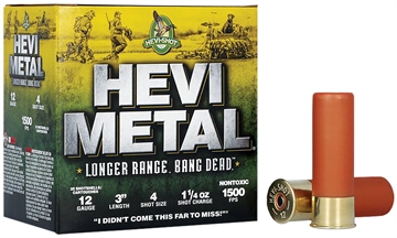 Picture of HEVI-Metal HEVI-Metal Longer Range 12Gauge 3" 1 1/4oz 4Shot 25 Per Box/10 Case HS38004