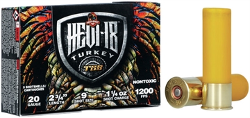 Picture of HEVI-Shot HEVI-18 TSS Turkey 20Gauge 2.75" 1 1/4oz Tungsten 9Shot 5 Per Box/10 Case HS7109