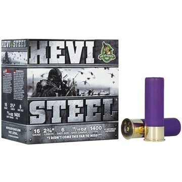 Picture of HEVI-Shot HEVI-Steel Shotshells 16ga 2-3/4" 15/16oz 1400 fps #6 25/ct HS61606