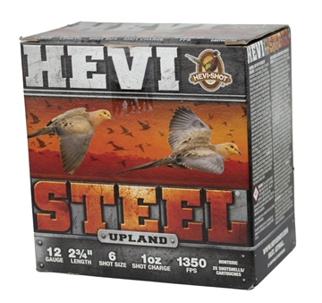 Picture of HEVI-Shot Hevi-Steel Upland, 12 Gauge, 2.75" Chamber, #6 Shot, Steel Pellets, 25 Round Box HS61266