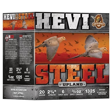 Picture of HEVI-Shot HEVI-Steel Upland Shotshell 20ga 2-3/4" 1oz 1325 fps #6 25/ct HS62026 604544700251