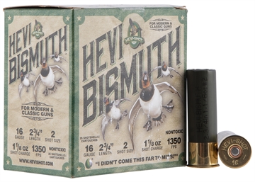 Picture of HEVI-Shot HEVI-Bismuth 16Gauge 2.75" 1 1/8oz Bismuth 2Shot 25 Per Box/10 Case HS16702