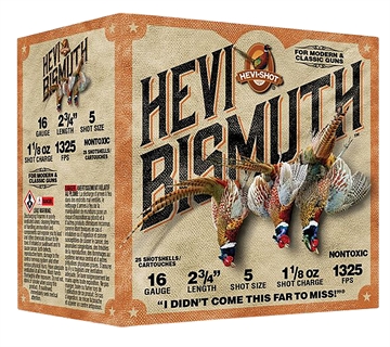 Picture of HEVI-Shot HEVI-Bismuth Upland 16Gauge 2.75" 1 1/8oz Bismuth 5Shot 25 Per Box/10 Case HS16715