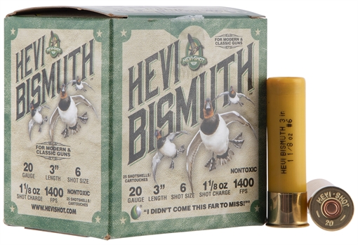 Picture of HEVI-Shot HEVI-Bismuth 20Gauge 3" 1 1/8oz Bismuth 6Shot 25 Per Box/10 Case HS17006