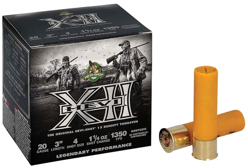 Picture of HEVI-Shot HEVI-XII 20Gauge 3" 1 1/4oz Tungsten 4Shot 25 Per Box/10 Case HS53204