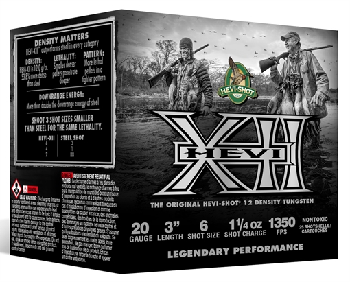 Picture of HEVI-Shot HEVI-XII 20Gauge 3" 1 1/4oz Tungsten 6Shot 25 Per Box/10 Case HS53206