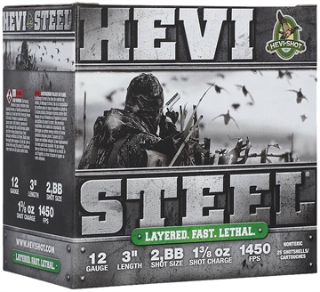 Picture of HEVI-Shot HEVI-Steel Waterfowl 12Gauge 3" 1 3/8oz 2/BBShot 25 Per Box/10 Case HS60288