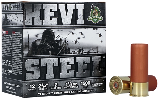 Picture of HEVI-Shot HEVI-Steel 12Gauge 2.75" 1 1/8oz 2Shot 25 Per Box/10 Case HS61222