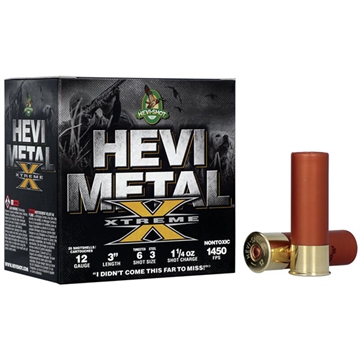 Picture of HEVI-Shot HEVI-Metal Extreme 12Gauge 3" 1 1/4oz Steel/Tungsten 6/3Shot 25 Per Box/10 Case HS38126