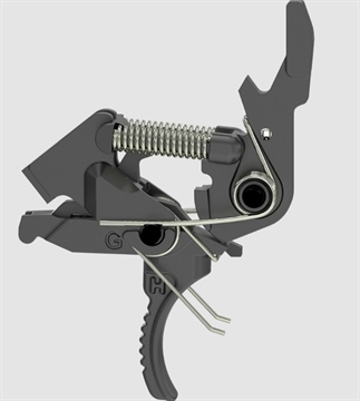 Picture of Hiperfire X2S Mod-2, Semi Drop-In Trigger Kit, 2 Stage, Fits AR15/AR10/PCC/MPX, Black Color, Heavy Manganese Phosphate Finish, Curved Trigger, 1st Stage 2-3LB, 2nd Stage 1.5LB, Overall 3.5-4.5LB X2SM2