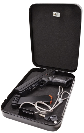 Picture of Hi-Point JHP Home Security Package 45 ACP 9+1 4.50" Black Steel Barrel, Serrated Steel Slide, Polymer Frame & Grip, Keyed Lock Box 34511HSP
