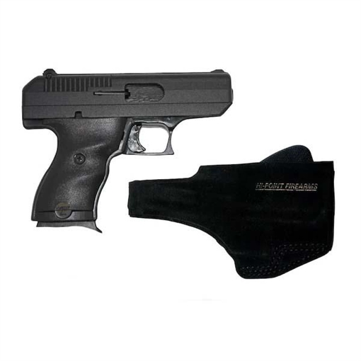 Picture of Hi-Point C9 9mm Luger 8+1 3.50" Black Steel Barrel, Black Powder Coated Serrated Steel Slide, Black Polymer Frame, Black Plastic Grip, Galco Holster, Right Hand 916G