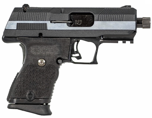Picture of Hi-Point YC380 380 ACP 10+1 3.93" Black Threaded Barrel, Black/Chrome YC9 Styled/Serrated Steel Slide, Black Polymer Frame w/Picatinny Rail, Black Plastic Grip YC380CF