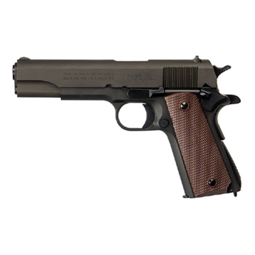 Picture of Inland MFG 1911 A1 Government 45 ACP 7+1 5" Barrel, Black Parkerized Steel Frame w/Beavertail, Serrated Steel Slide, Wood Grip, Manual Safety ILM1911