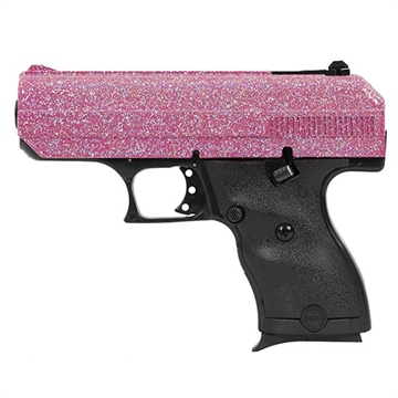 Picture of Hi-Point C9 9mm Luger 8+1 3.50" Black Steel Barrel, Hydro-Dipped Pink Sparkle Serrated Slide, Black Polymer Frame, Black Polymer Grips 916PISP