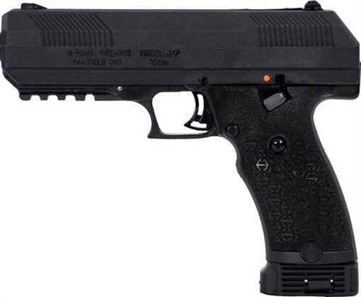 Picture of Hi-Point JXP 10mm Auto 10+1 4.50" Black Steel Barrel, Black Powder Coated YC9 Styled/Serrated Steel Slide, Black Polymer Frame w/Picatinny Rail, Black Textured Polymer Grip JXP10NTB