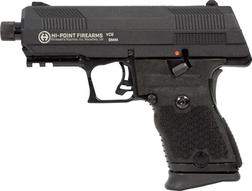 Picture of Hi-Point Firearms YC-9, Semi-automatic, Striker Fired, Polymer Framed Pistol, Compact, 9mm, 3.93" Threaded Barrel, Threaded 1/2x28, Matte Finish, Black, 10 Rounds, 1 Magazine YC9