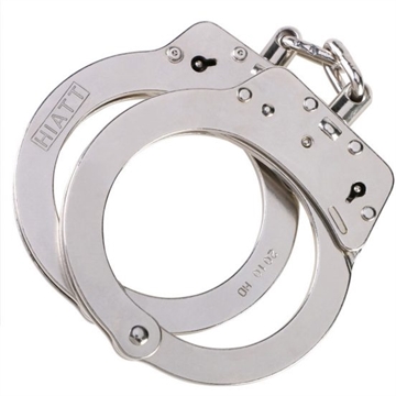 Picture of Hiatt Nickel Chain Handcuffs with Double Key Hole 1189171