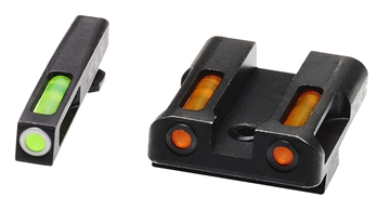 Picture of HiViz LiteWave H3 Sight Set for Glock Green Tritium White Outline Front Sight-Orange Fiber Optic Rear Sight GLN429
