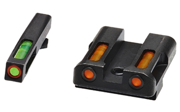 Picture of Hi-Viz LiteWave H3 Tritium/Litepipe Night Sights, Fits Glock 9/40SW/357Sig, Green Front w/Orange Front Ring, Orange Rear GLN625