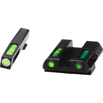 Picture of HiViz LiteWave H3 Sight Set for Glock Green Tritium White Outline Front Sight-Green Fiber Optic Rear Sight GLN321