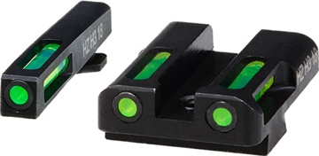 Picture of HiViz LiteWave H3 Sight Set for Glock Green Tritium White Outline Front Sight-Green Fiber Optic Rear Sight GLN329