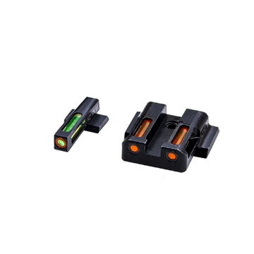 Picture of HIVIZ Litewave H3 Tritium/Litepipe Handgun Sight Set for S&W M&P Green with Orange Ring Front Orange Rear MPN621