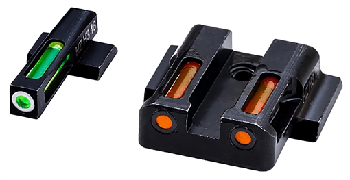 Picture of Hi-Viz LiteWave H3 Tritium/Litepipe Night Sights, Fits M&P Shield 9MM, 40S&W and 45 Calibers, Green Front w/White Front Ring, Orange Rear MPSN421