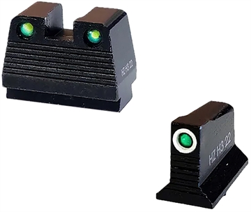 Picture of Hi-Viz N2 Co-Witness Sight, Fits Glock MOS 9MM/40S&W/357SIG, .430" Height, Green With White Ring Outline Front, Green Tritium Rear GMNG21-2