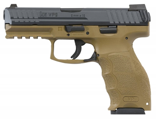Picture of HK 700009FDELEA VP9 FDE 9mm Luger Double 4.09" 15+1 Flat Dark Earth Interchangeable Backstrap Grip Black Slide 642230255159