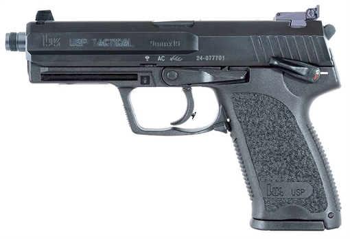 Picture of HK 709001TLEA5 USP9T Tactical 9mm Luger 4.86" 15+1 Black Black Polymer Grip 3 Magazines Night Sights 642230252035