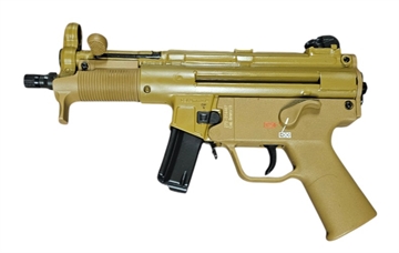 Picture of HK SP5K-PDW RAL8000 9mmx19 10+1 4.53" Black Navy-Style Threaded Barrel, Flat Dark Earth Earth Cerakote Steel Receiver & Frame, FDE Polymer Grip, 2 Magazines 81001077