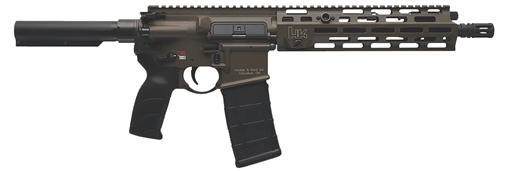 Picture of HK MR556 A4 5.56x45mm 10+1 11" Black Threaded Barrel, M-LOK Handguard, Patriot Brown Picatinny Rail Receiver, Black Synthetic 6 Position Stock, Black Polymer Grip, Ambidextrous 81001202