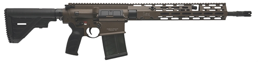 Picture of HK MR762 A4 7.62x51mm 20+1 16.50" Black Threaded Barrel, Patriot Brown Picatinny Rail Receiver, M-LOK Handguard, 6 Position Black Synthetic Stock, Black Finger Grooved Grip, Ambidextrous 81001205