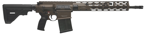 Picture of HK MR762 A4 7.62x51mm 10+1 16.50" Black Threaded Barrel, Patriot Brown Picatinny Rail Receiver, M-LOK Handguard, 6 Position Black Synthetic Stock, Black Finger Grooved Grip, Ambidextrous 81001206