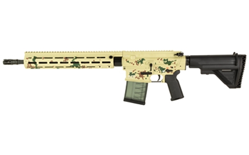 Picture of Heckler & Koch MR762, 75th Anniversary, Semi-automatic, AR, 762NATO, 16.5" Barrel, Cerakote Finish, Tropentarn Camo, Free Float M-LOK Handguard, Adjustable Stock, 20 Rounds, 4 Magazines 81001007