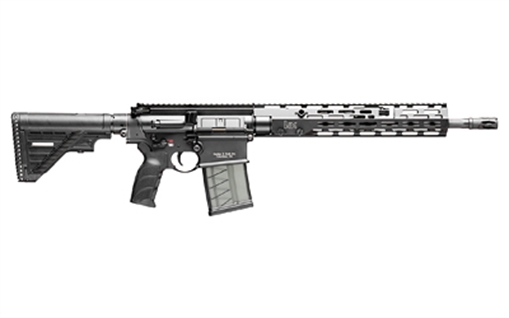 Picture of Heckler & Koch MR762 A4, Semi-automatic, AR, 308 Winchester/762NATO, 16.5" Barrel, Anodized Finish, Black, M-LOK Free Float Handguard, Adjustable Gas Block, HK USA Enhanced Grip, HK416 Nine Position Stock, Ambidextrous Controls, 10 Rounds, 1 Magazine 81000830