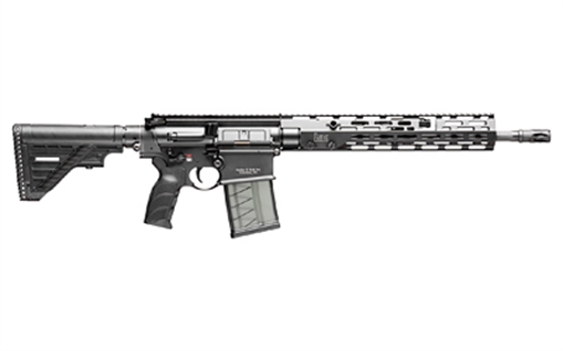 Picture of Heckler & Koch MR762 A4, Semi-automatic, AR, 308 Winchester/762NATO, 16.5" Barrel, Anodized Finish, Black, M-LOK Free Float Handguard, Adjustable Gas Block, HK USA Enhanced Grip, HK416 Nine Position Stock, Ambidextrous Controls, 20 Rounds, 1 Magazine 81000829