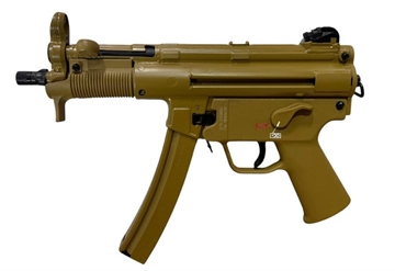 Picture of Heckler & Koch SP5K-PDW, Pistol, Semi-automatic, 9MM, 5.83" Barrel, Threaded with Tri-Lug Adaptor, Steel, Cerakote Finish, Flat Dark Earth, Polymer Pistol Grip, Iron Sights, Ambidextrous Safety, 30 Rounds, 2 Magazines 81001076