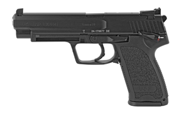 Picture of Heckler & Koch USP9, Expert, V1, Double Action/Single Action, Semi-automatic, Polymer Frame Pistol, Full Size, 9MM, 5.2" Barrel, Black, Adjustable Sights, Manual Safety, , Decocker, 15 Rounds, 2 Magazines 81000361