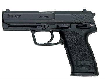 Picture of HK USP V7 LEM 40 S&W Caliber with 4.25" Barrel, 13+1 Capacity, Overall Black Finish, Serrated Trigger Guard Frame, Serrated Steel Slide & Polymer Grip Includes 2 Mags 81000318