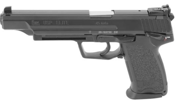 Picture of Heckler & Koch USP45, Elite, V1, Double Action/Single Action, Semi-automatic, Polymer Frame Pistol, Full Size, 45 ACP, 6" Barrel, Black, Adjustable Sights, Manual Thumb Safety, Decocker, 12 Rounds, 2 Magazines 81000367