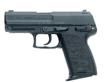 Picture of HK USP Polymer Frame 45 ACP 8+1 3.78" Polygonal Rifled Barrel, Black Serrated Slide, Black Polymer Frame, Black Polymer Grip, Ambidextrous 81000343