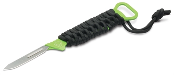 Picture of HME Skeleton Replace a Blade Fixed Skinner Plain Stainless Steel Blade/Black/Green Cord Wrapped Micarta Handle Includes 5 Replacement Blades/Sheath HMEKNSKRAB