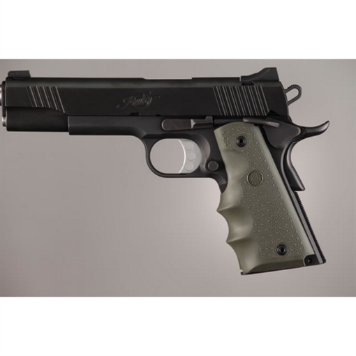 Picture of Hogue OverMolded Grip Cobblestone OD Green Rubber with Finger Grooves for 1911 Government 45001