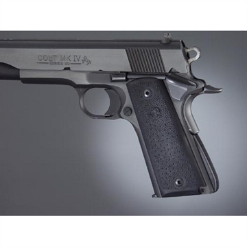 Picture of Hogue OverMolded Grip Panels Cobblestone Black Rubber with Palm Swells for 1911 Government 45090