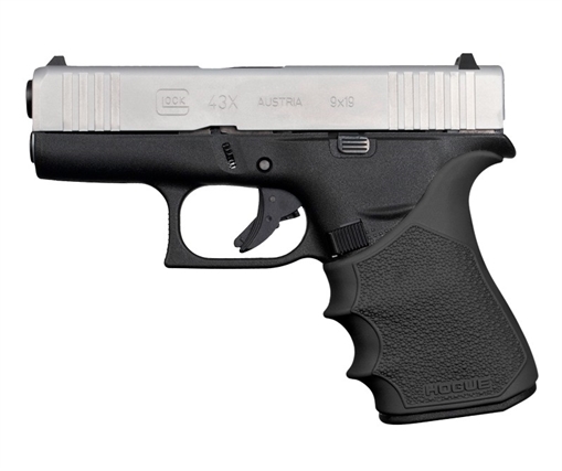 Picture of Hogue HandAll Beavertail Grip Sleeve made of Polymer with Black Finish, Cobblestone Texture & Finger Grooves for Glock 43X, 48 18210
